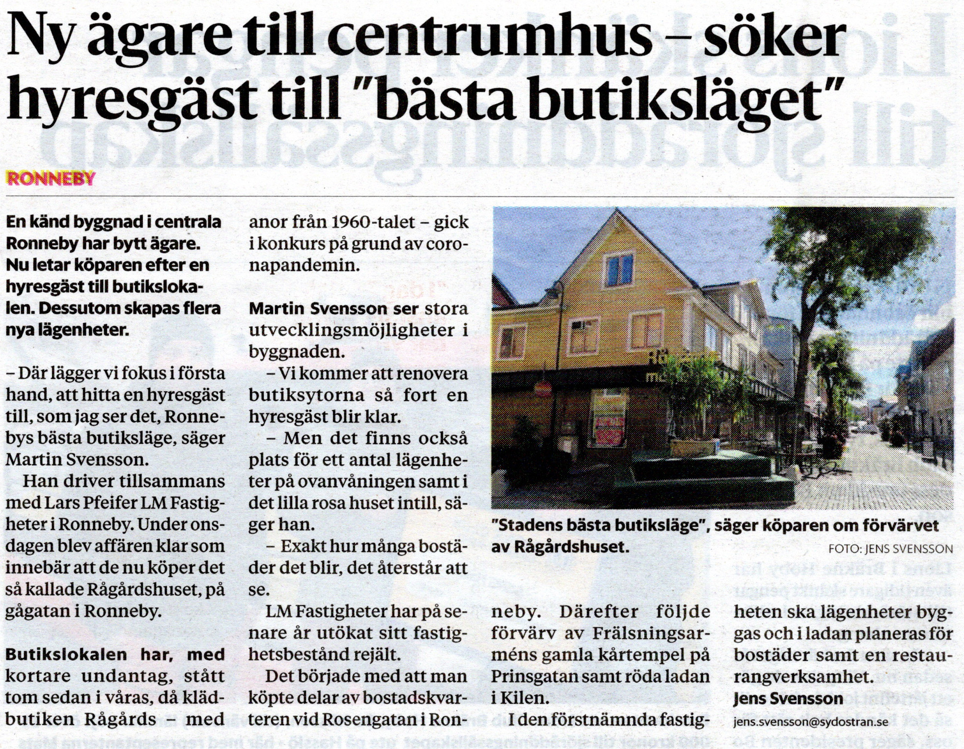Sydöstran skrev om vårt köp av "Rågårdshuset"
